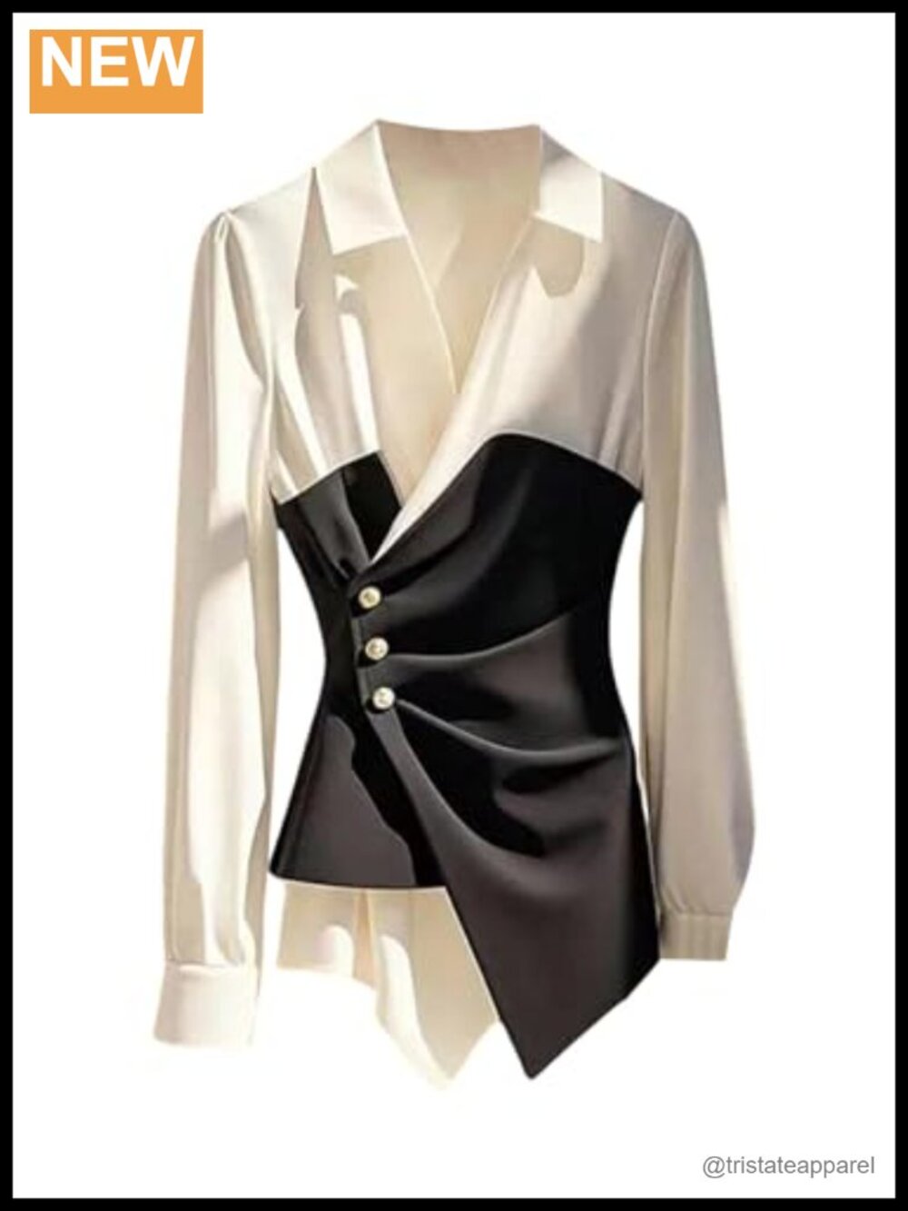 Women's Long Sleeve Workout Wrap Top Dressy Asymmetrical Collared Business